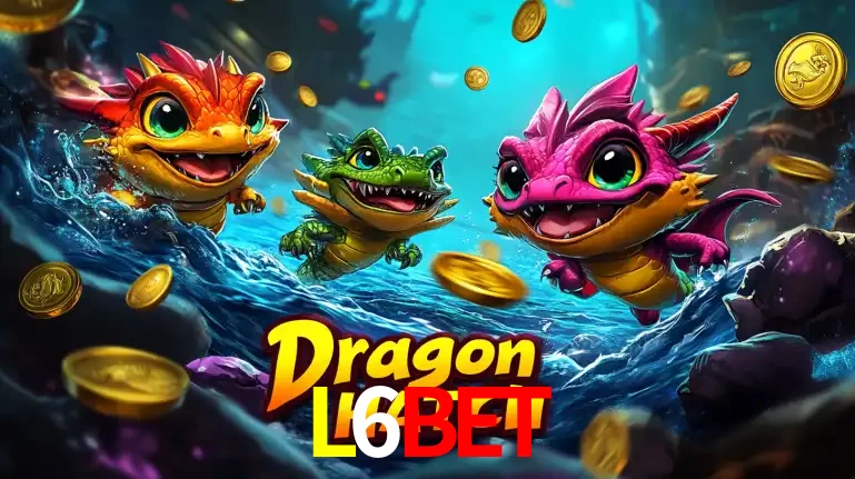 Arte promocional do jogo Dragon Hatch com três adoráveis dragões bebês nadando entre moedas de ouro, um dos slots mais divertidos para jogar no cassino L6BET.